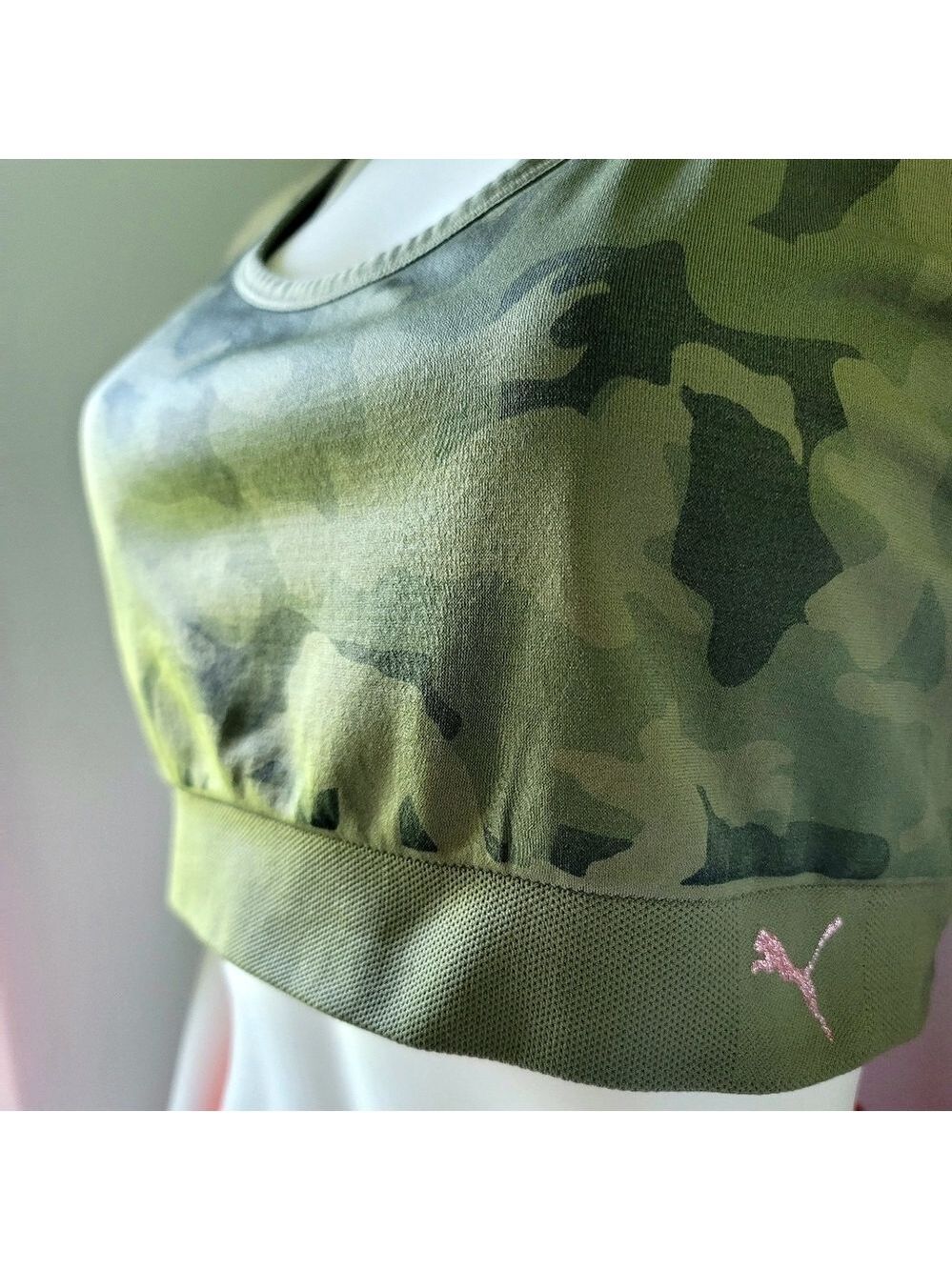 Puma Green Camo Sports Bra